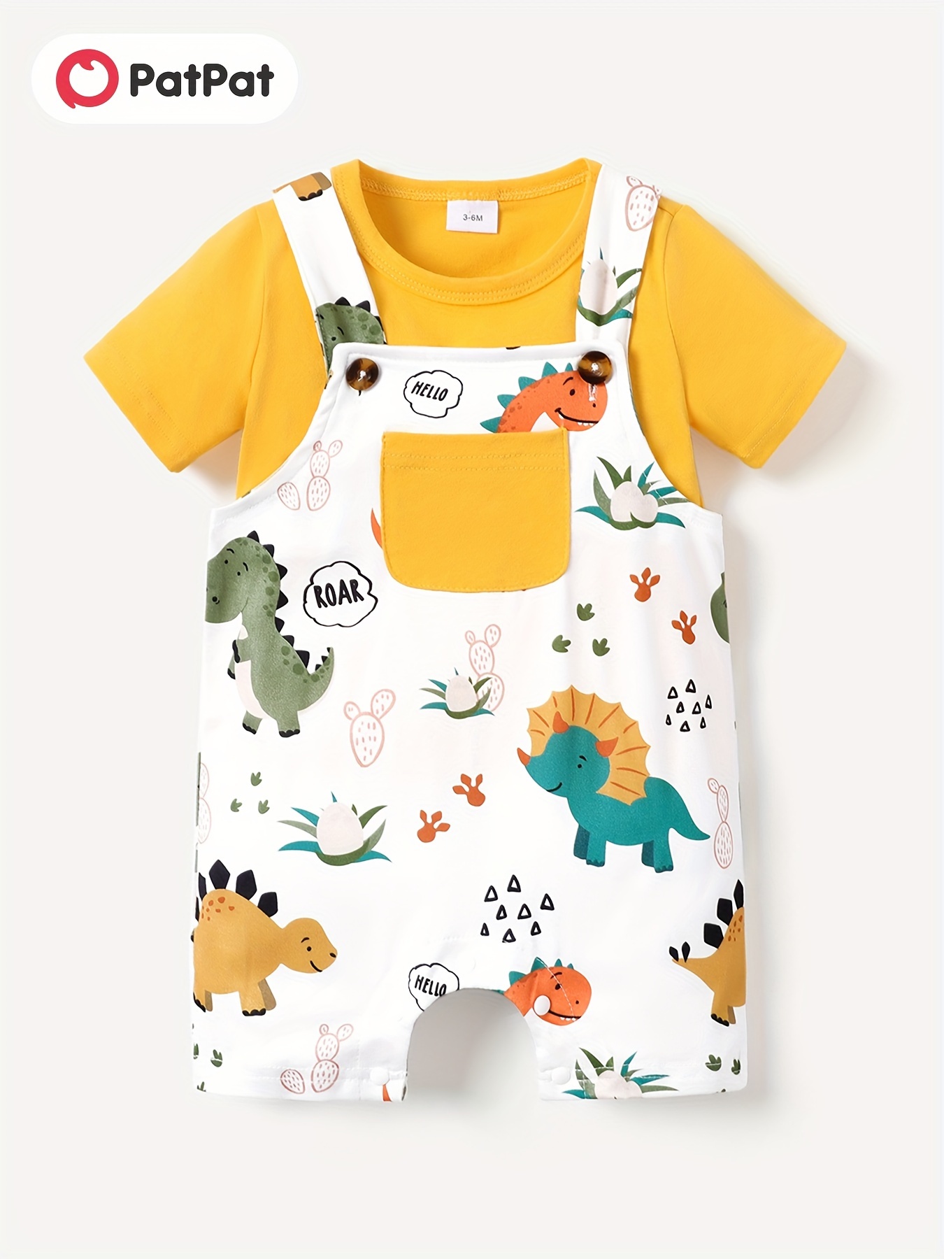 Ensemble barboteuse + t-shirt imprimé dinosaures pour bébé garçon