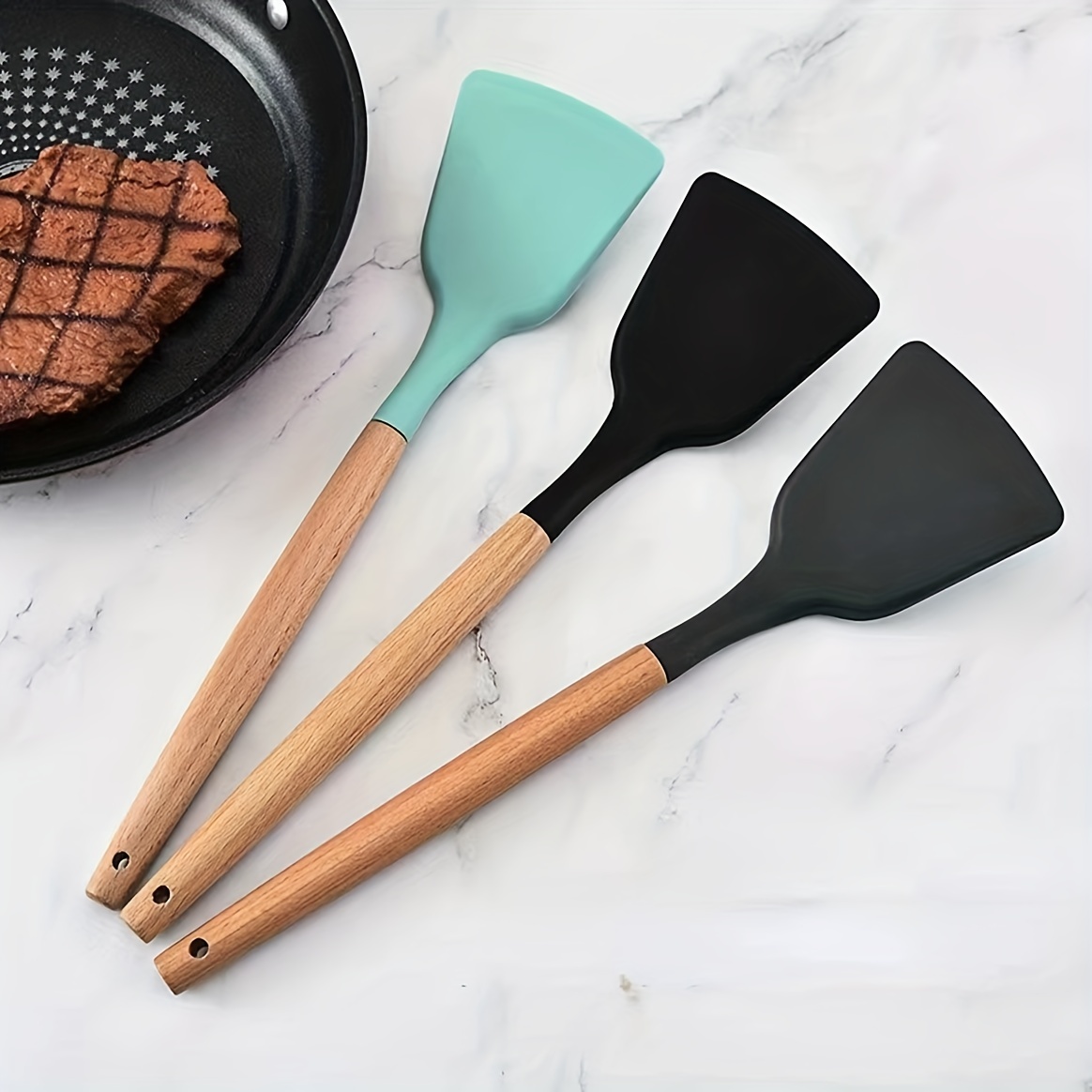 Small Silicone Wok Spatula Cooking Turner Non-Stick Beef Meat Egg