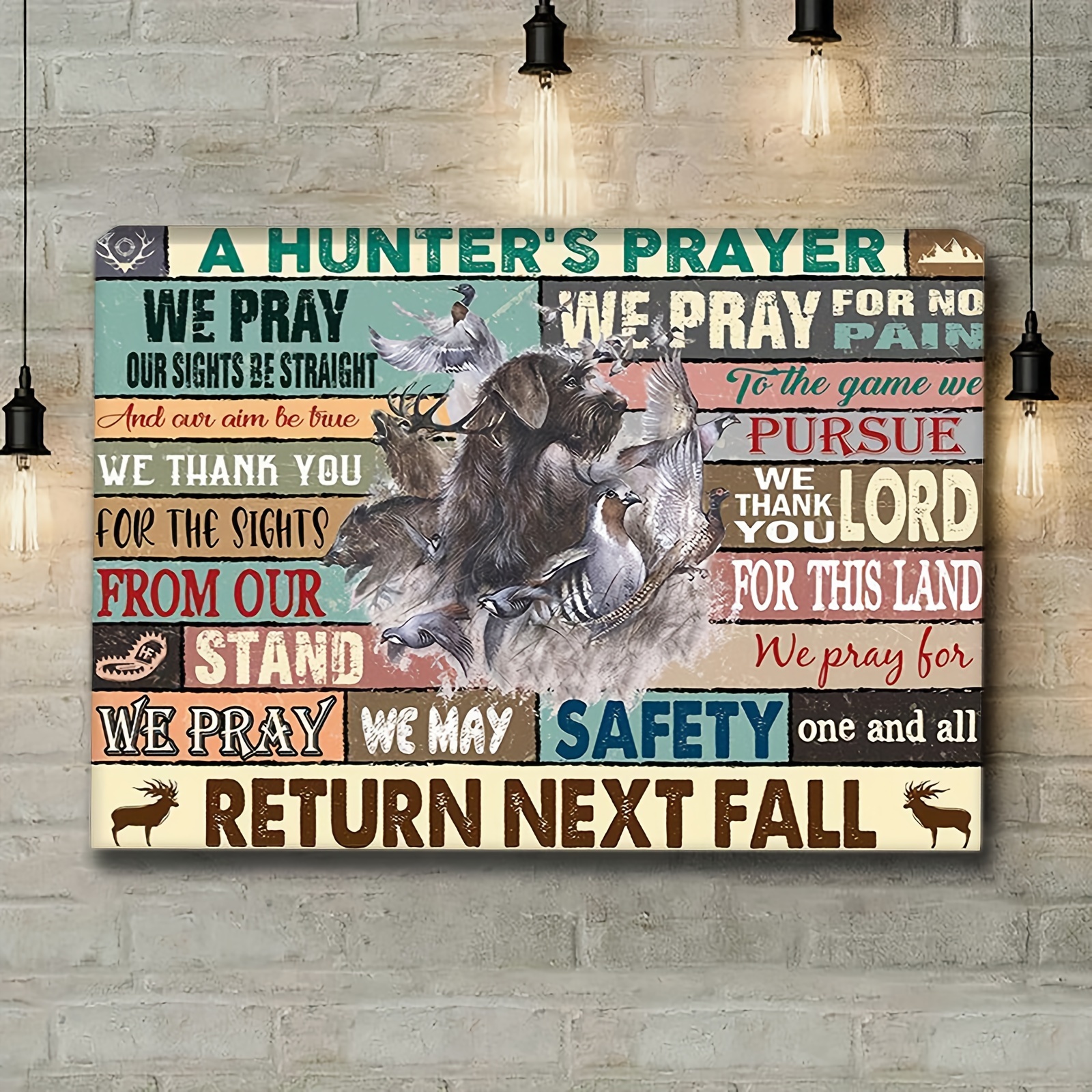1pc Hunter's Prayer For Hunting Return Fall Canvas Decor Wall Art For  Bedroom Living Room Home Walls Decoration With Framed Ready To Hang  11.8inx15.7I