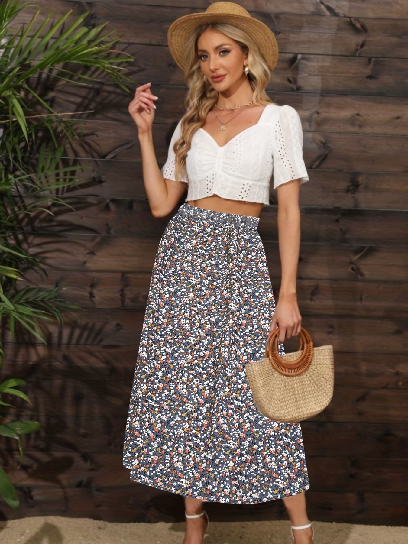 Boho Floral Print Maxi Skirts, Vacation High Waist Loose Casual Skirts For  Spring & Summer, Women's Clothing