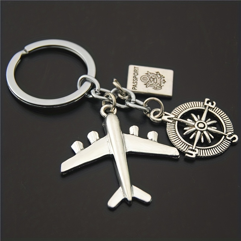 Creative Retro Airplane Metal Keychain Silvery Flight Shape Key Ring Bag  Ornament - Temu