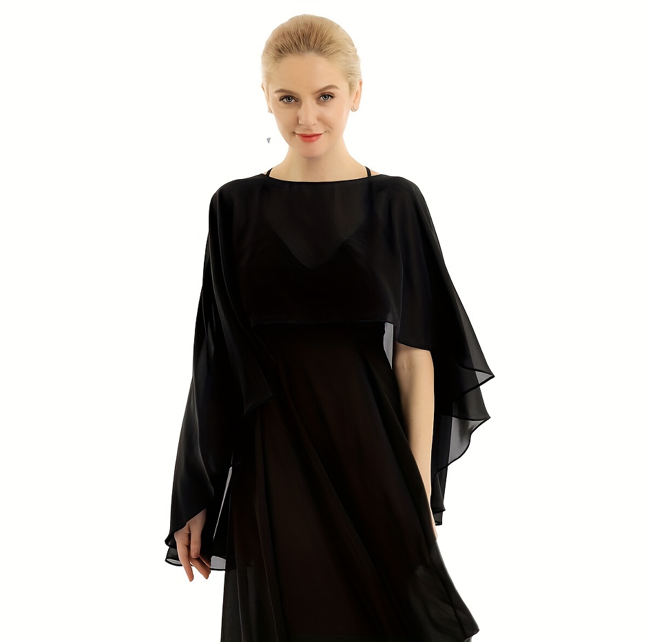 Elegant Evening Dress Chiffon Shawl Thin Solid Color - Temu Australia