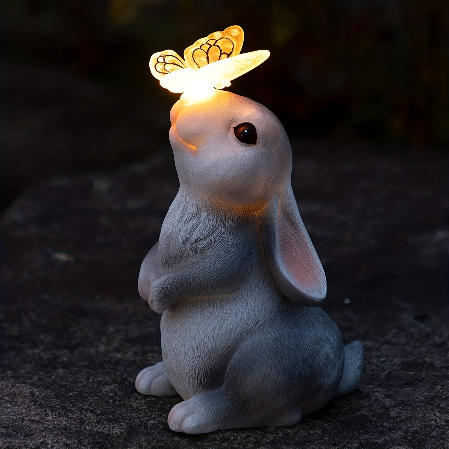 Solar Powered Noding Head Rabbit Animal Figurine Model Toy Home Decor Blue