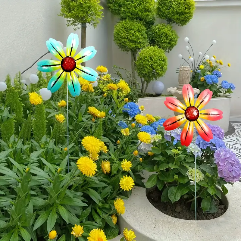 Metal Flowers Garden Stakes For Outside