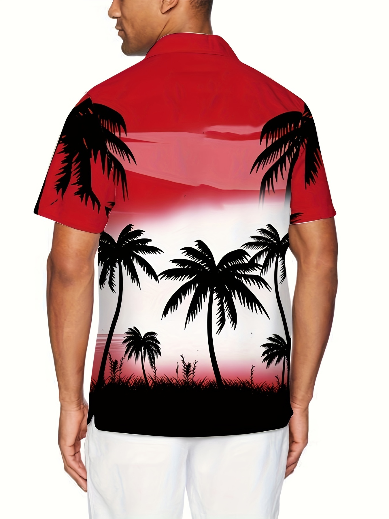 Men's Shirt Top Coconut Tree Print Camp Collar Bowling - Temu