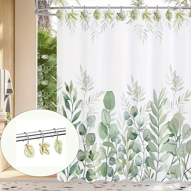12pcs Green Leaf Decorative Shower Curtain Hook, Metal Rust-proof Shower  Curtain Hook, Creative Curtain Hook, Bathroom Accessories