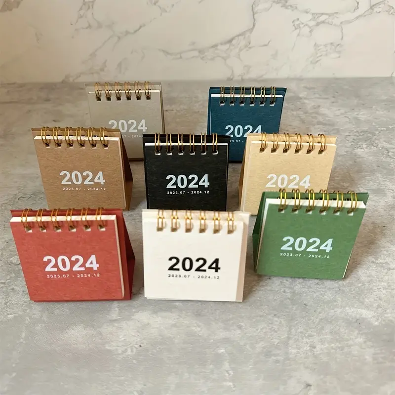 2023 2024 Rétro Simple Couleur Unie Bureau Calendrier Papier