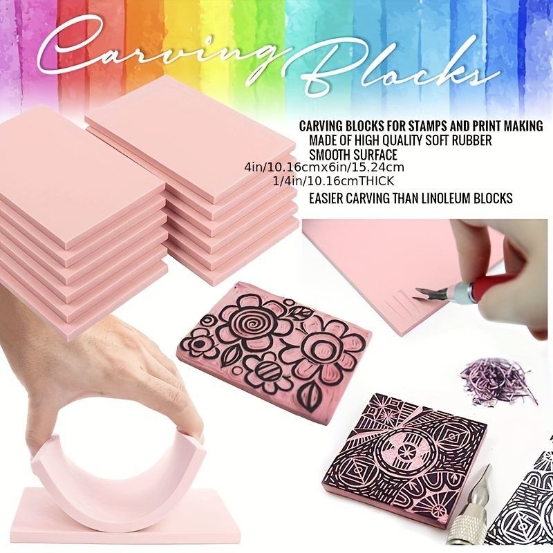 linoleum blocks for printmaking 4pcs Rubber Stamp Carving Block Handmade  Carving Rubber Block for Printmaking
