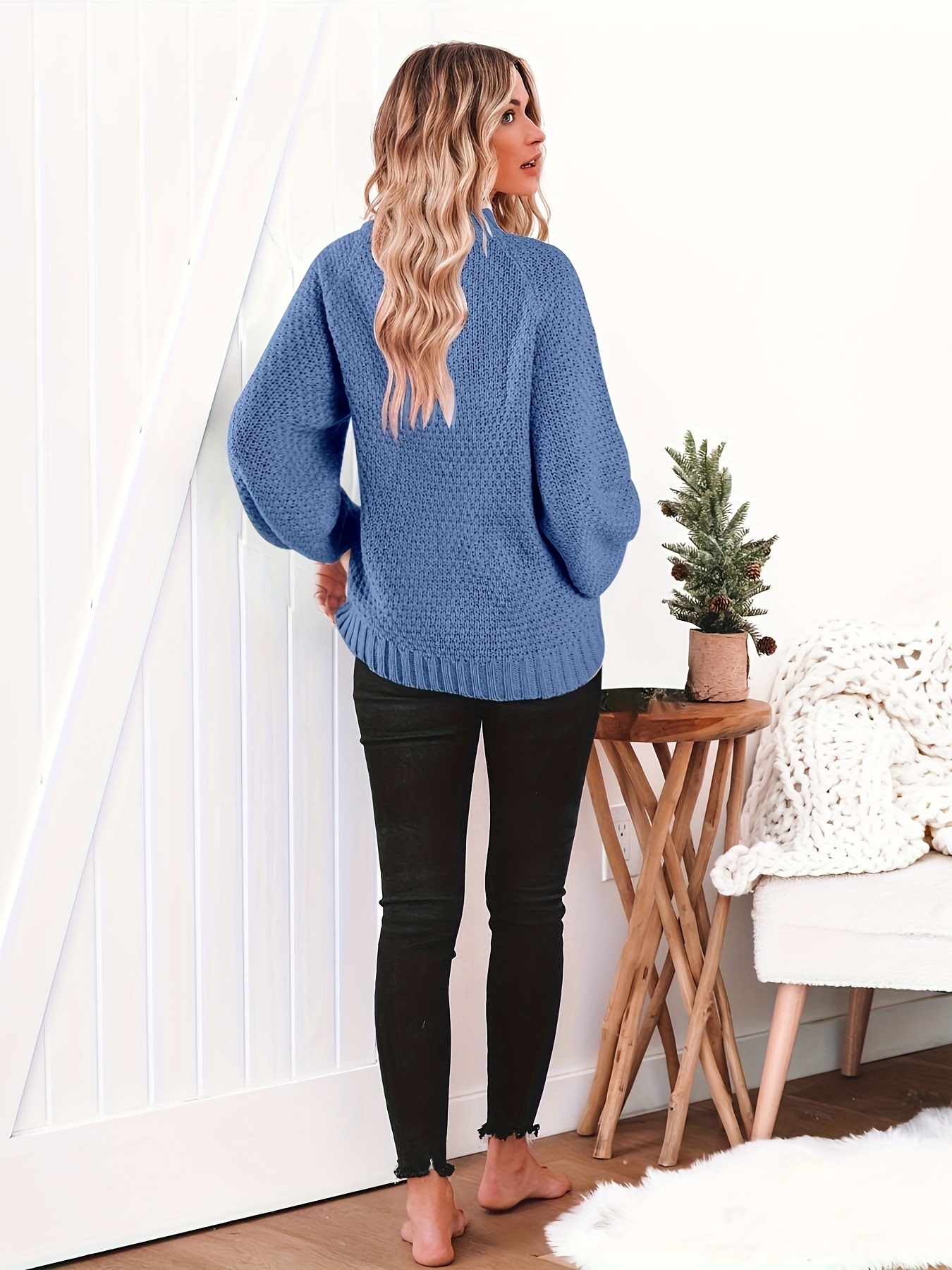 Oversized Scoop Neck Sweater, Casual Long Sleeve Loose Fall Winter Knit  Sweater, Women's Clothing