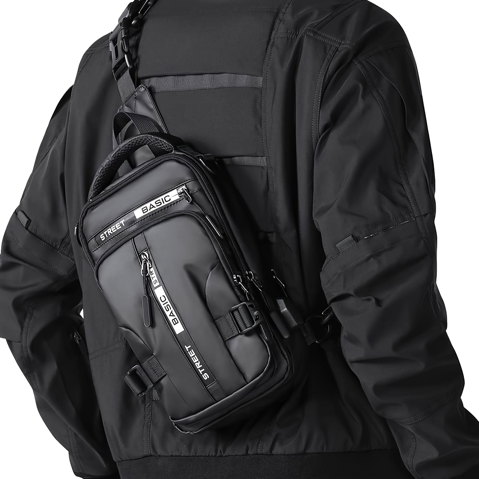 Black Sling Crossbody Backpack Shoulder Bag for Men Women, Lightweight One  Strap Backpack Sling Bag Backpack for Hiking Walking Biking Travel Cycling  USB Charger Port-Nylon 
