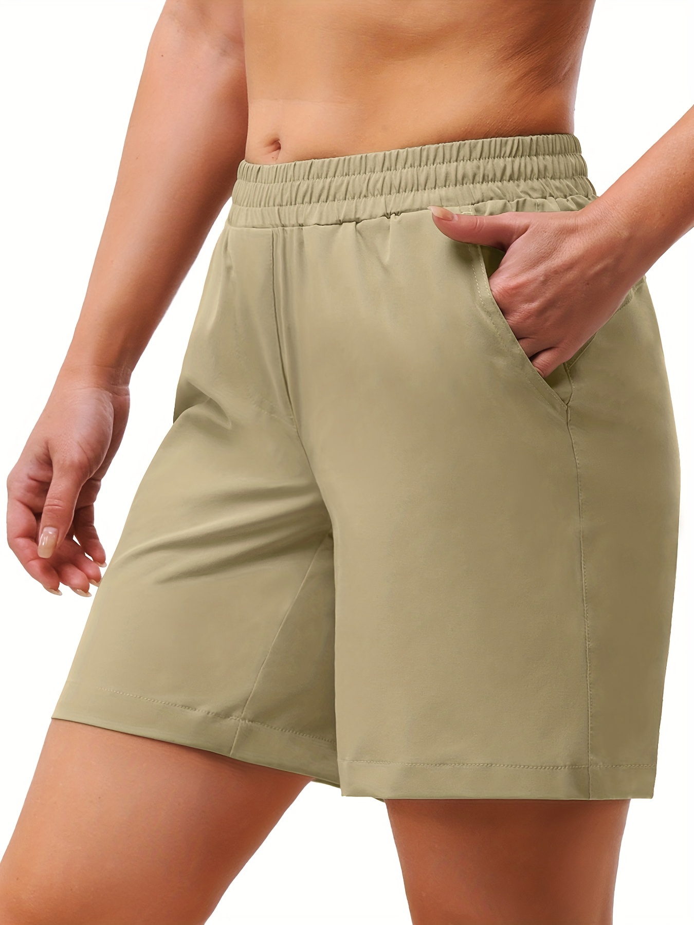 Pantalones cortos deportivos 2 en 1 para mujer, Shorts ajustados con  bolsillo y cintura elástica, color