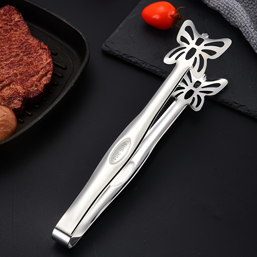 1pc Stainless Steel Food Tongs Barbecue Tool For Commercial Hotel Bbq Bread  Meat Clip