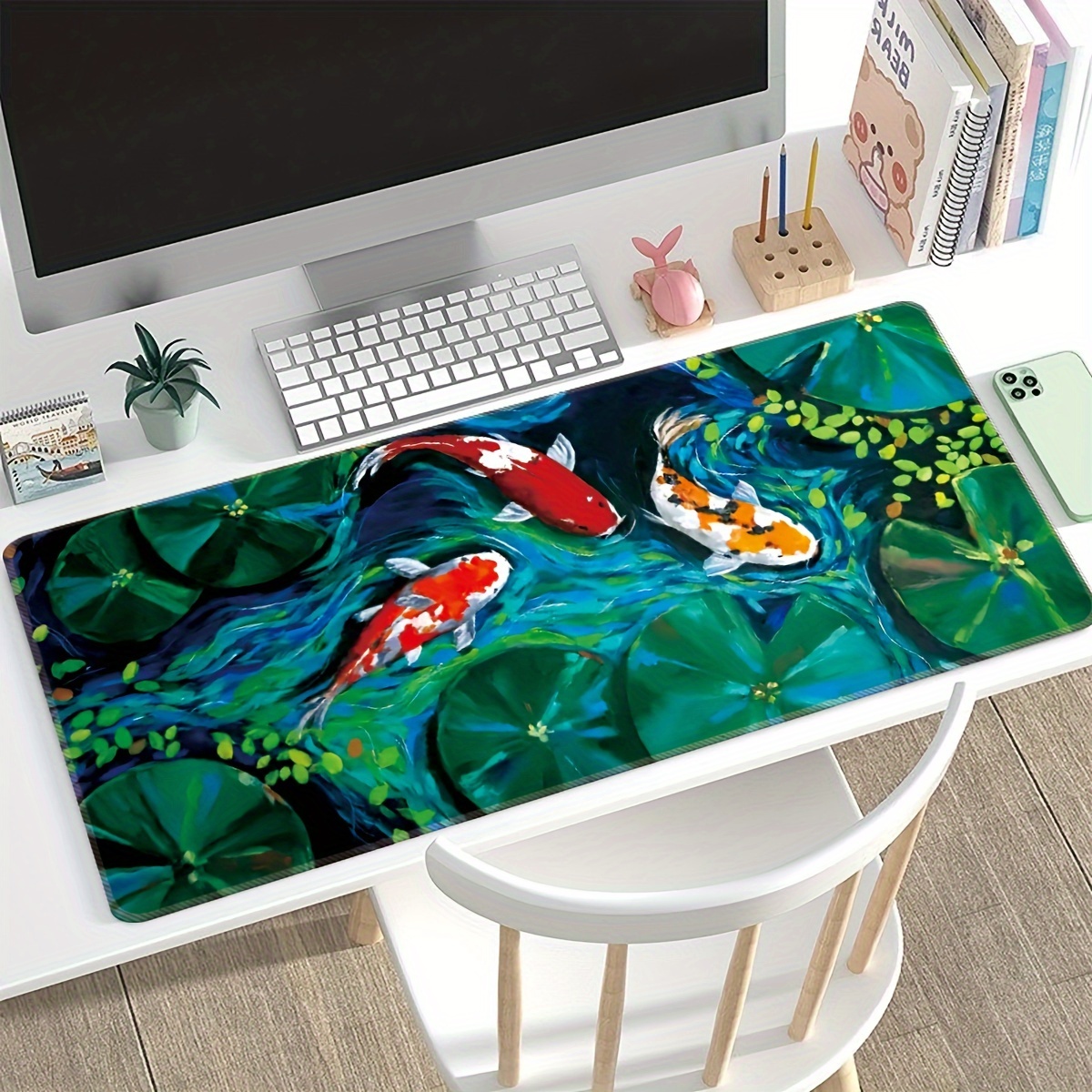 

1 Piece Of Lotus Leaf Fish Rubber Mouse Pad, Suitable For Office Workers To Give Birthday Gifts To Boyfriend And Girlfriend, As Well As Gifts To Family Members. Large Mouse Pad, Office Desk Pad