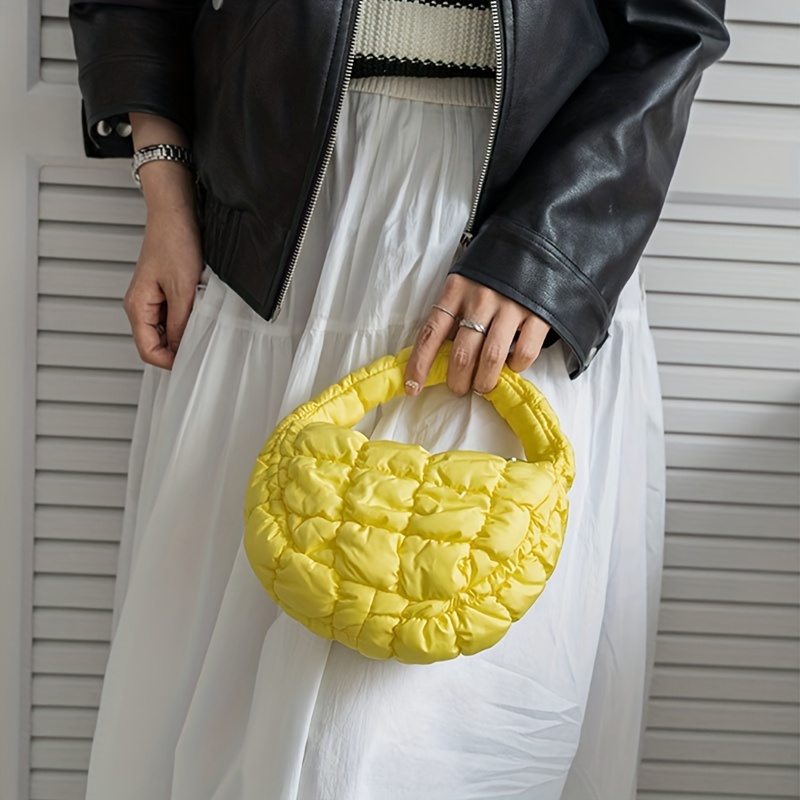 Niche Mini Pleated Satchel Bag, Quilted Satchel Bag, Solid Color Zipper  Storage Cloud Bubble Bag - Temu