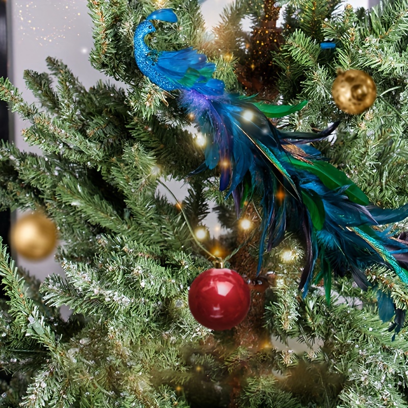 Great Choice Products 2 Pcs Peacock Christmas Tree Ornaments Long Tail  Feather Peacock Christmas Decorations Glitter