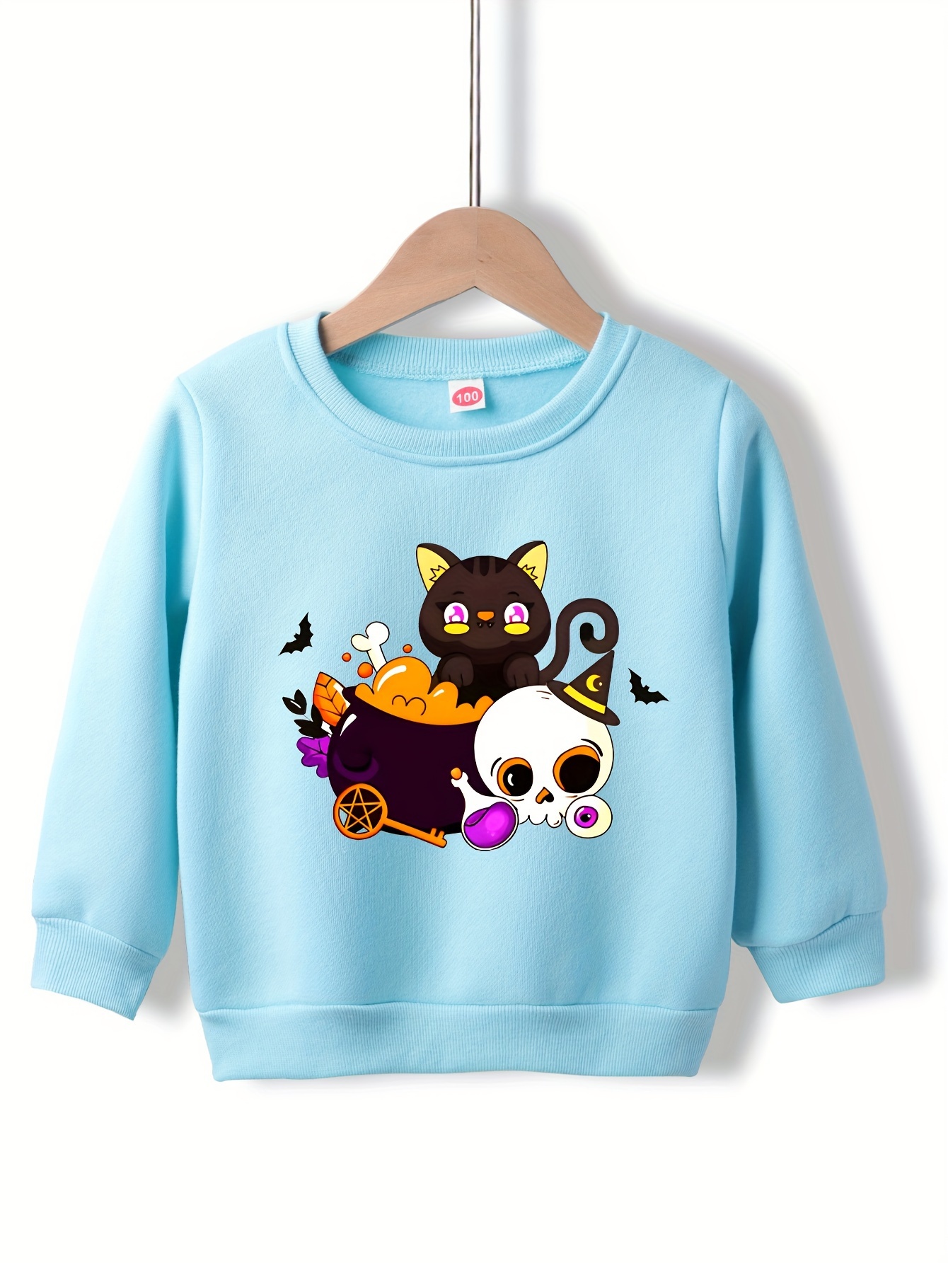 Cute Pretty Cat Print Girls Casual Creative Pullover - Temu