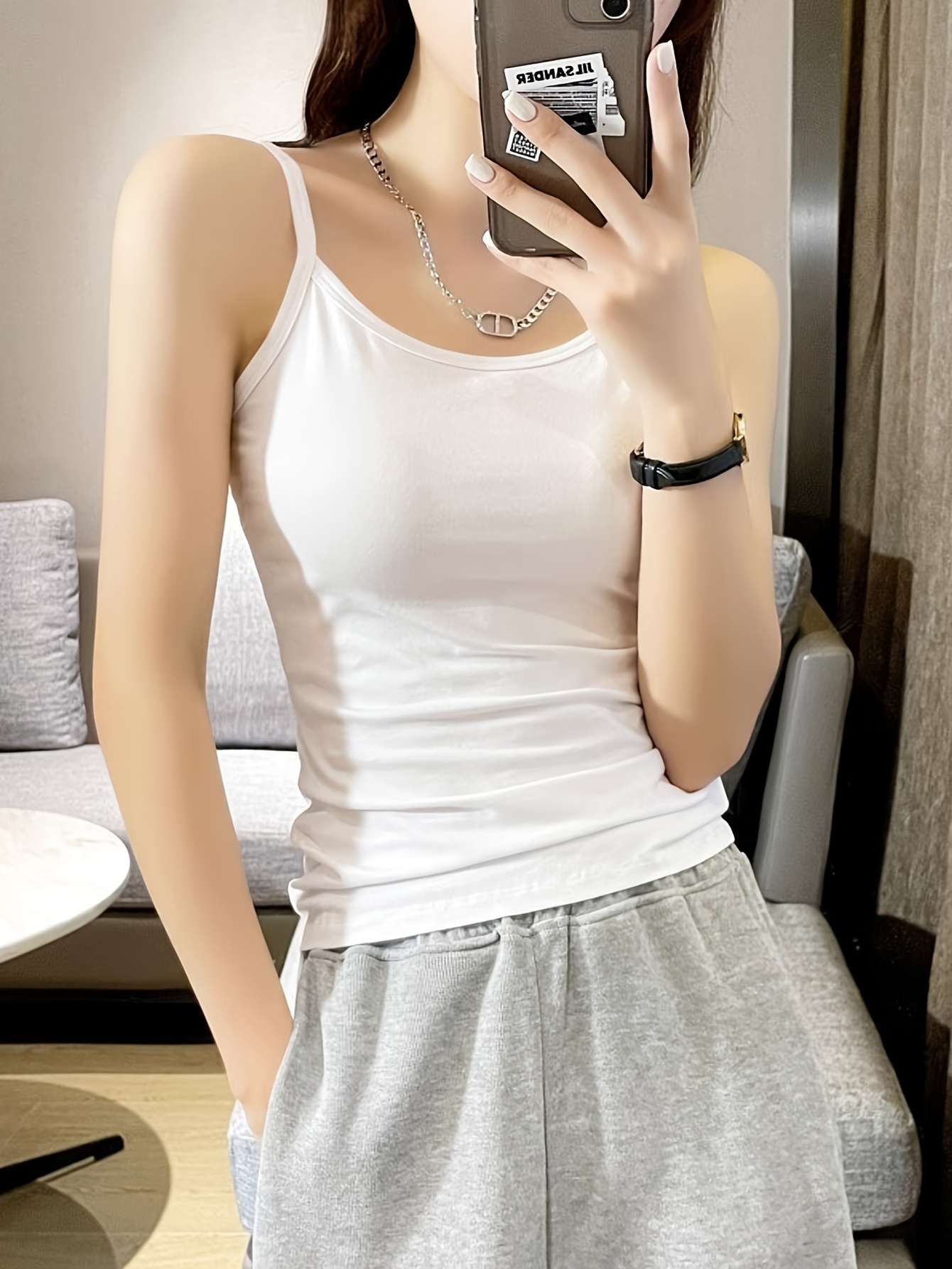 Seamless Solid Tank Top Simple Comfy match Padded Top - Temu