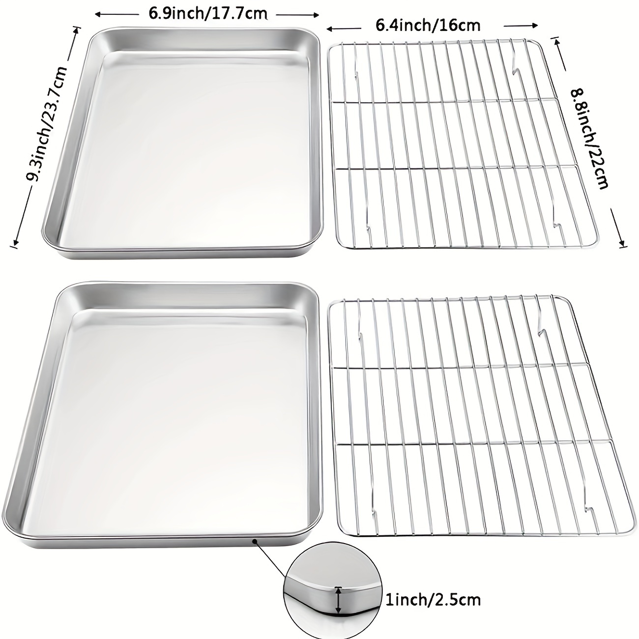 Stainless Steel Baking Pan With Cooling Rack Set, Rust Proof Pan With Extra  Thick Edge For Cooking And Baking - Temu