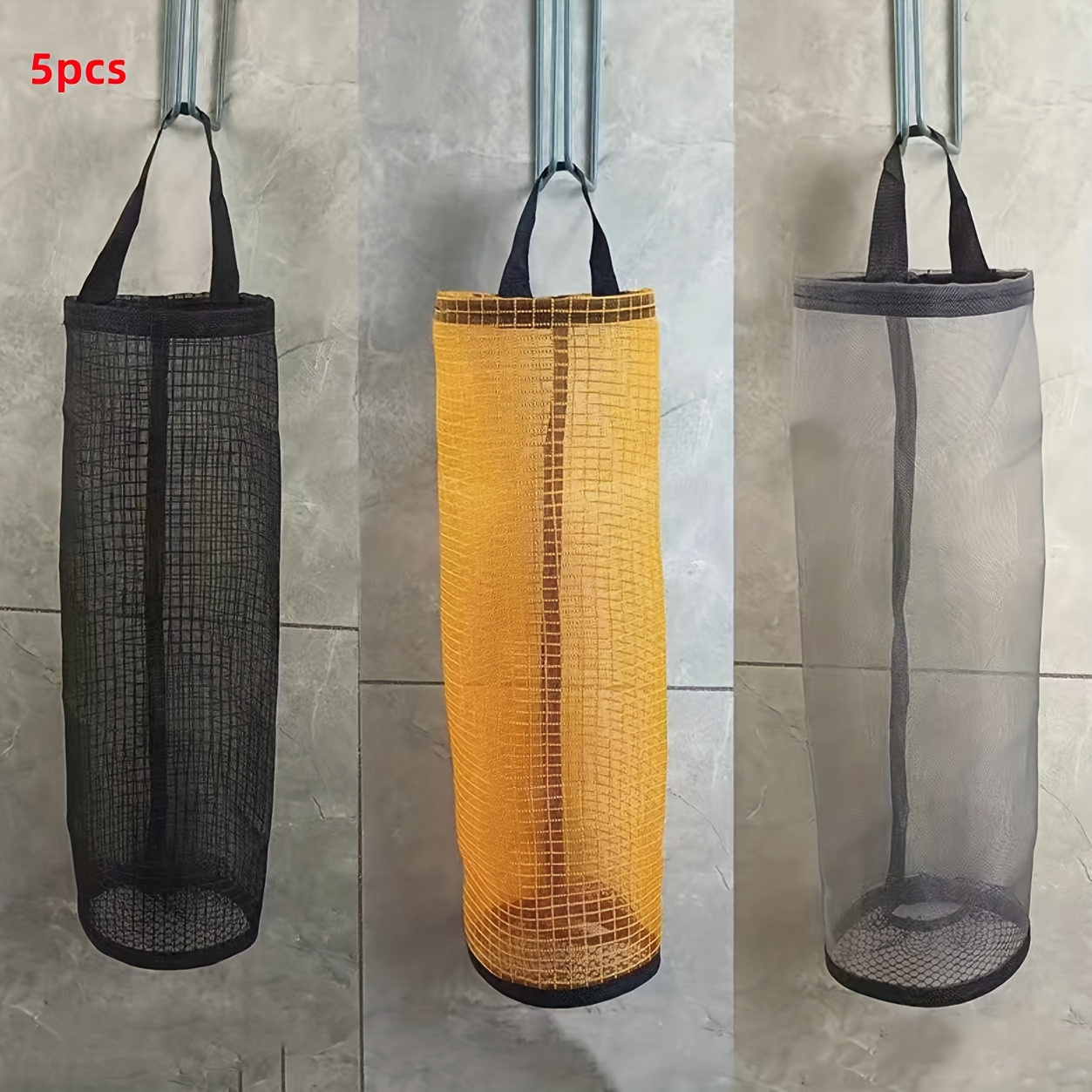 1pc Random Plastic Bag Holder,Mesh Hanging Storage Dispenser,Foldable  Breathable Washable Hanging Mesh Garbage Bag Organizer For Kitchen