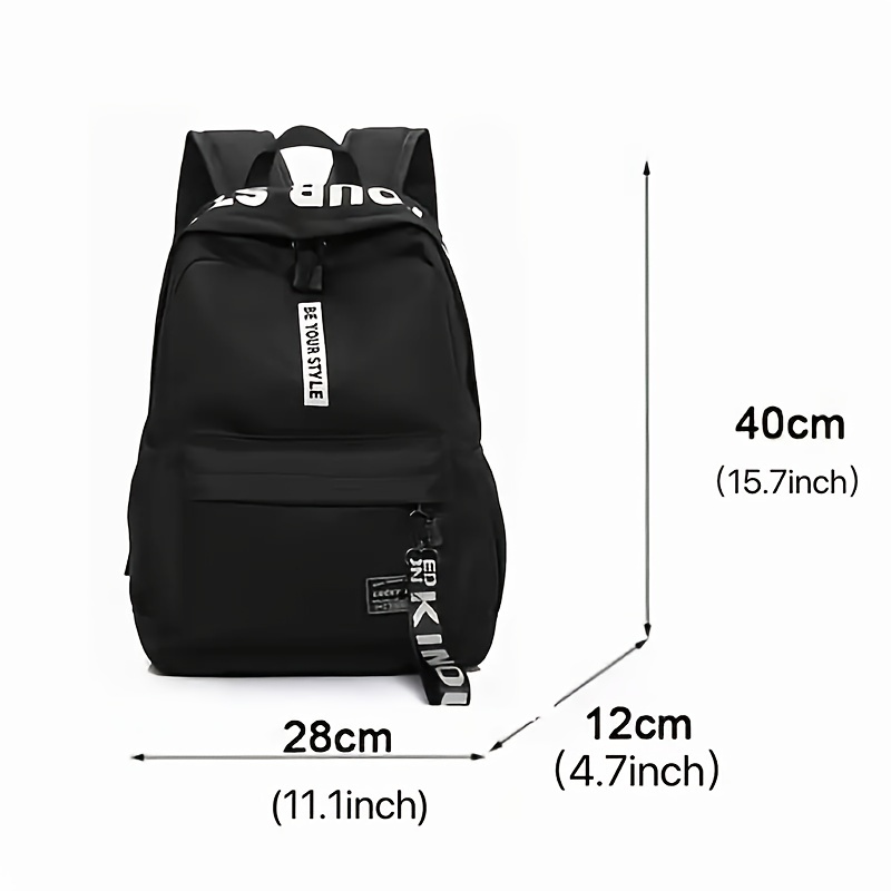 Letter Graphic Functional Backpack With Bag Charm