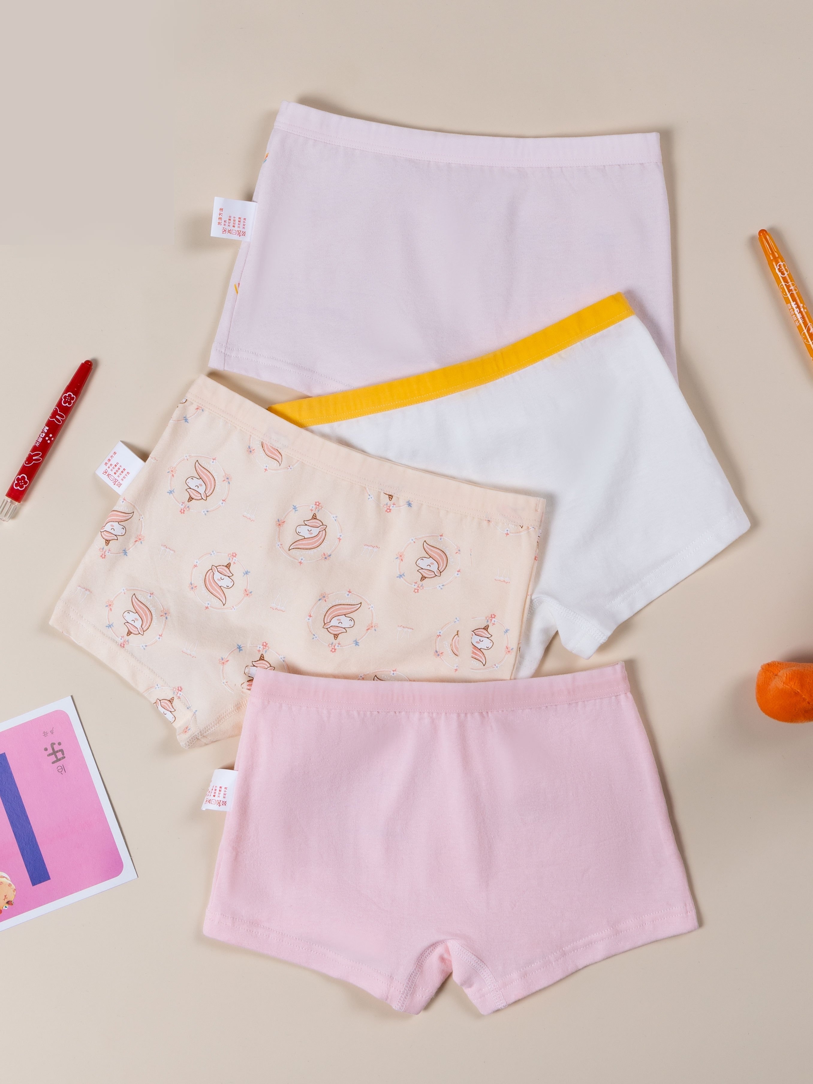 6pcs/pack Baby Girls Underwear Cotton Panties Kids Short Briefs Children  Underpants (Random Colors) 