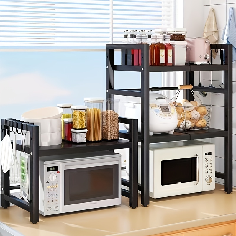 1pc Kitchen Microwave Oven Storage Rack With Metal Frame, Coffee Machine  Storage Shelf For Fruits, Vegetable, Household Storage Organizer For  Kitchen