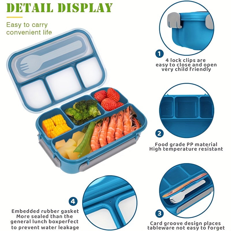 Lunch Box, Leakproof,Food Container Cutlery Set, Bpa Free, Microwave D
