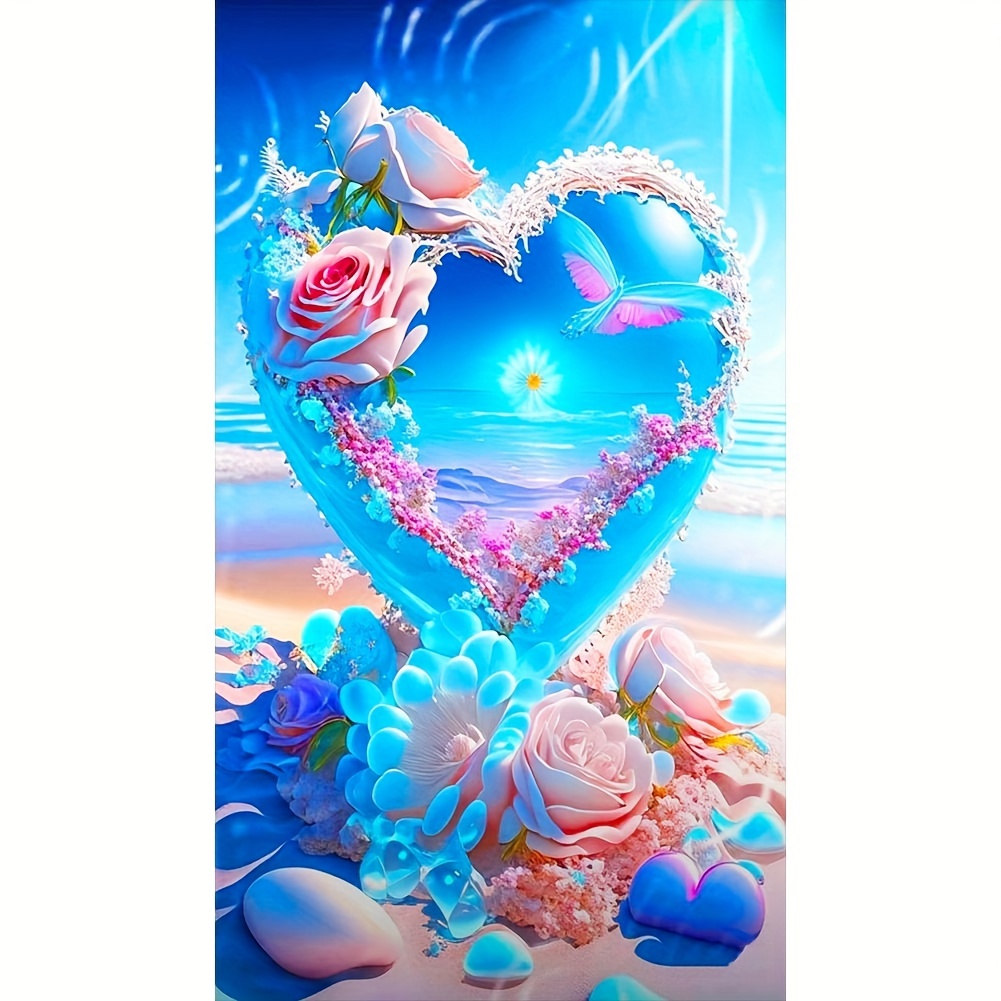Diy 5d Large Size Advanced Beach Love Flower Diamond - Temu