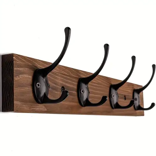 Natural Wooden Wall Mounted Coat Rack 5 Pegs Stylish Durable - Temu