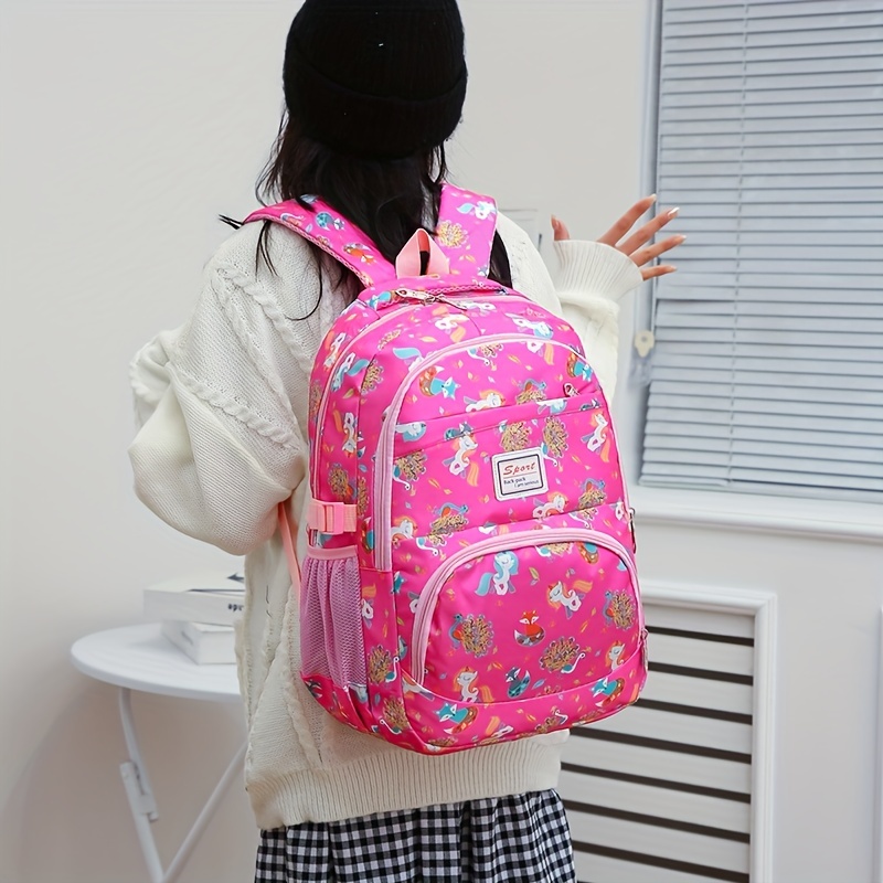 Mochila Niñas Escolar Kawaii De Impermeable Gran Capacidad Color Rosa