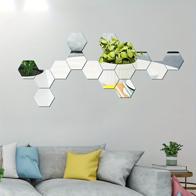 Hexagonal Mirror Stickers Acrylic Wall Decor