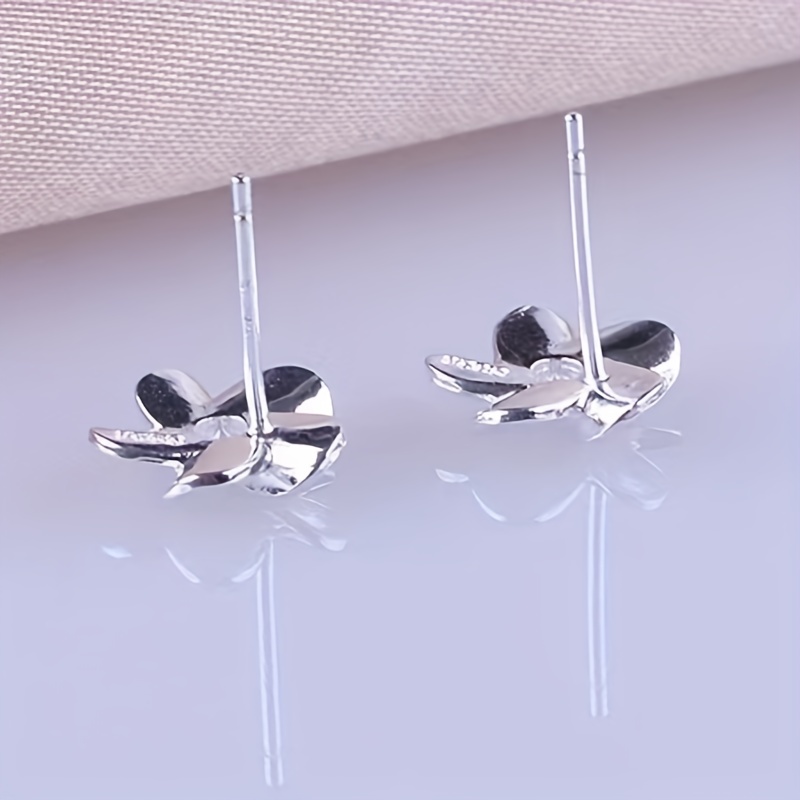 2pcs Silver Flower Stud Earrings Unisex