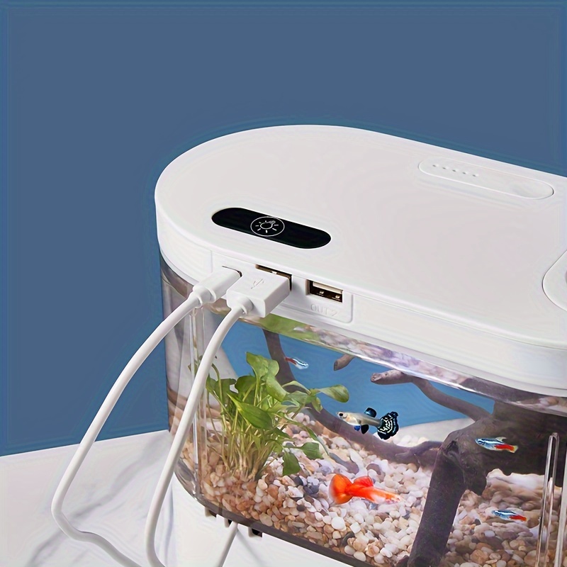 Mini Betta Fish Tank Small Aquarium Starter Kit Small Aquarium Fishbowl  With LED And Automatic Circulation System
