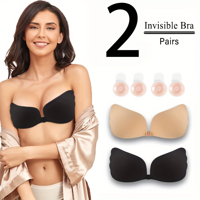 Reusable Silicone Bust Bra Cover Pasties Stickers Women Breast Self Adhesive  Invisible Bra Lift Tape Push Up Strapless Bra Female Underwear Concealed  Silicone Nipple Strapless Gathered Non-slip Women's Bra