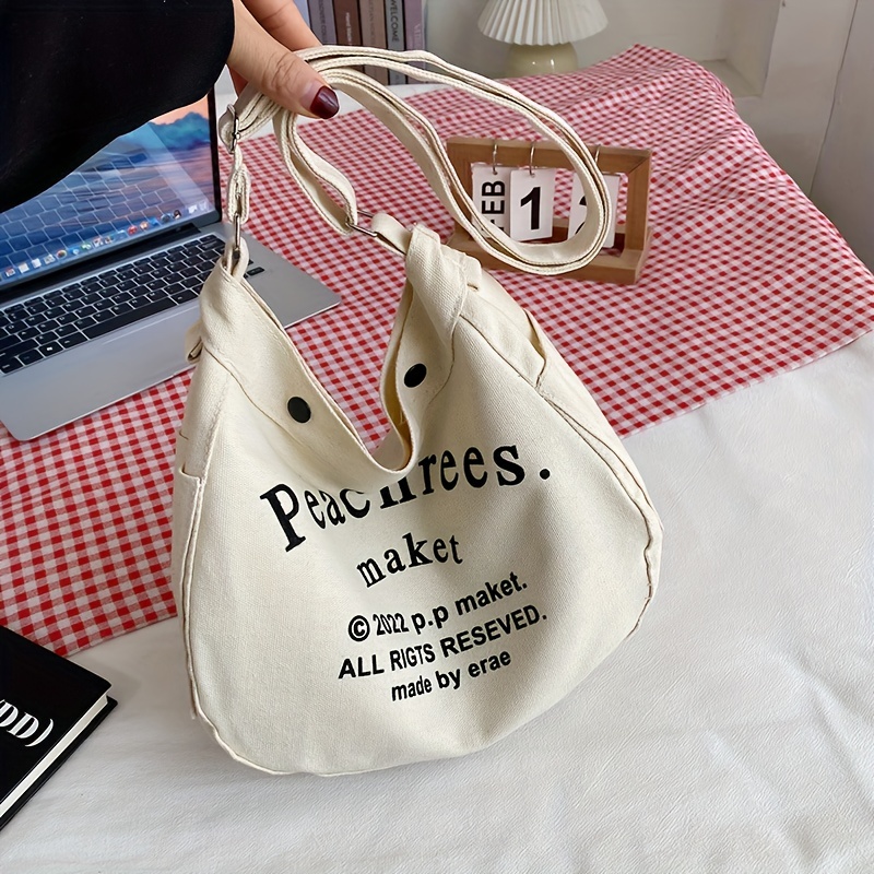 Vintage Letter Print Tote Bag, Retro Large Capacity Shoulder Bag, Women's  Fashion Handbag, Crossbody Bag & Purse - Temu Australia