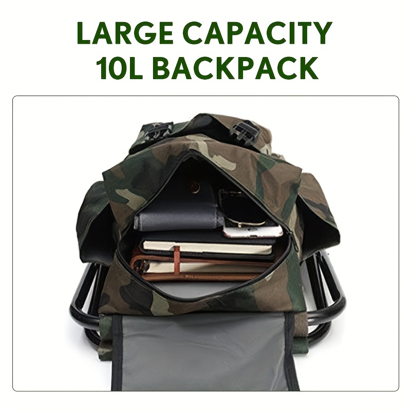 10l Large Capacity Portable Mountaineering Backpack Chair Wear Resistant  Oxford Cloth 16mm Iron Tube Perfect For Outdoor Fishing Camping Hiking, Shop On Temu And start Saving