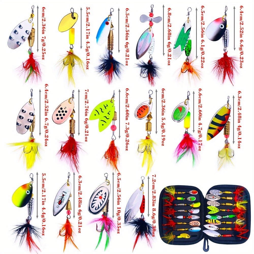  Spinner Baits,Rooster Tail Fishing Lures,Fishing Lures for  Freshwater,Fishing Spoon,16PCS Trout Lures,Bass Lures,Spinners Fishing Lure,Hard  Metal Spinner Baits kit with Carry Bag : Sports & Outdoors