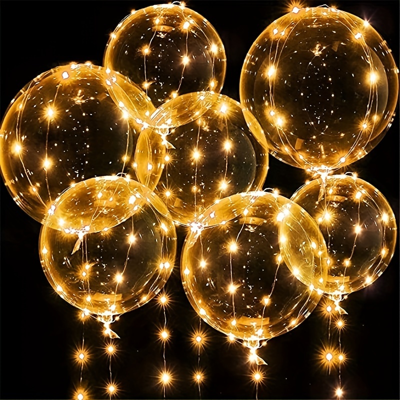 10/20/30 Pack 20inch LED Light Up BoBo Balloons Colorful String Lights  Transparent Balloons for Birthday Wedding Christmas Party Decorations 