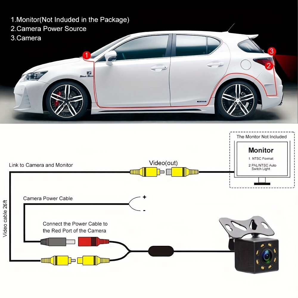 cmos car rear view backup camera reverse 8 led parking reverse camera for 12v bus truck trailer rv   for monitor details 5