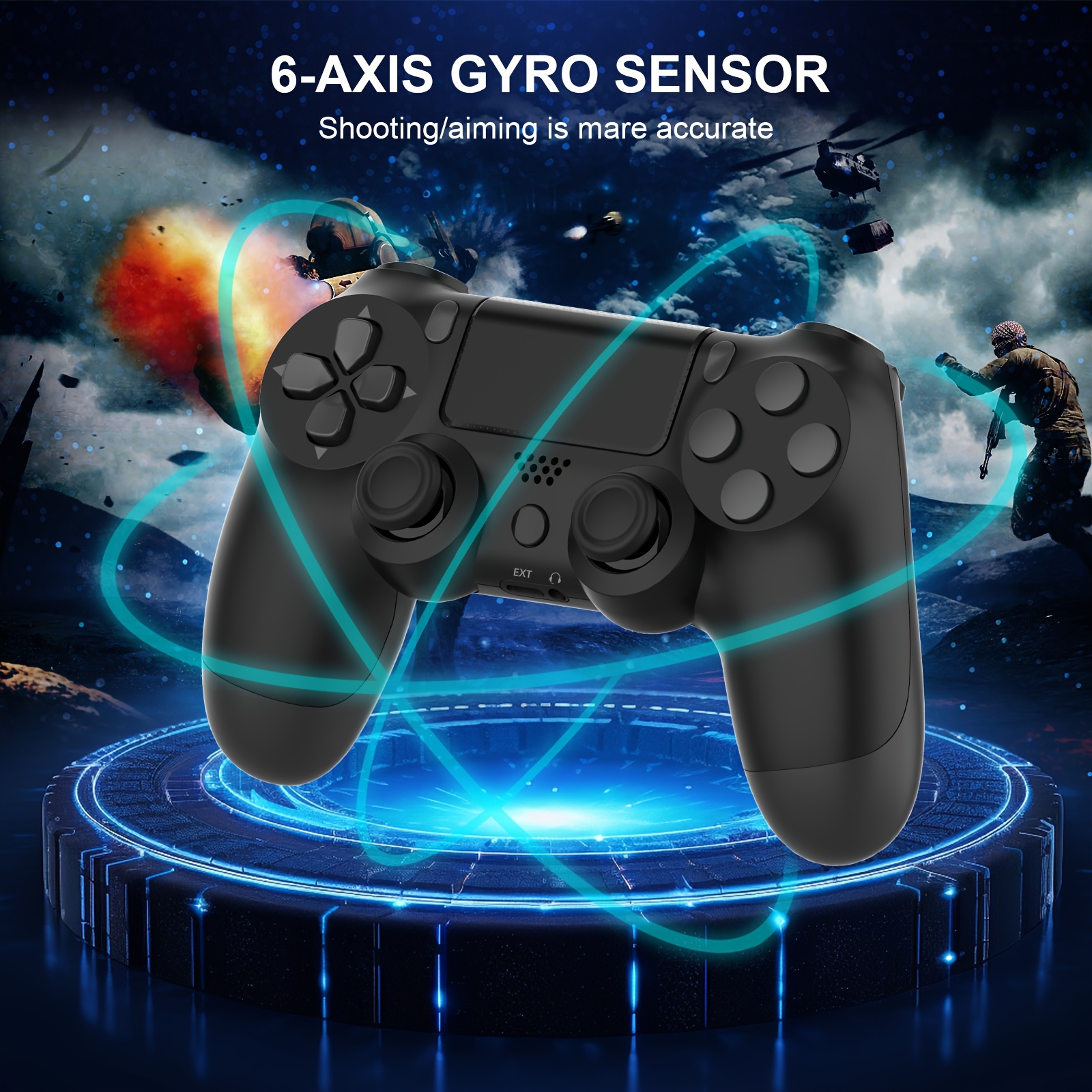 Chrono - Manette sans Fil pour Ps4, Manette Bluetooth à écran Tactile avec  Double Vibration / 6-Axes/Fonction Audio, Manette de Jeu Compatible avec  Play station 4 / Pro/Slim（noir） - Manette retrogaming 