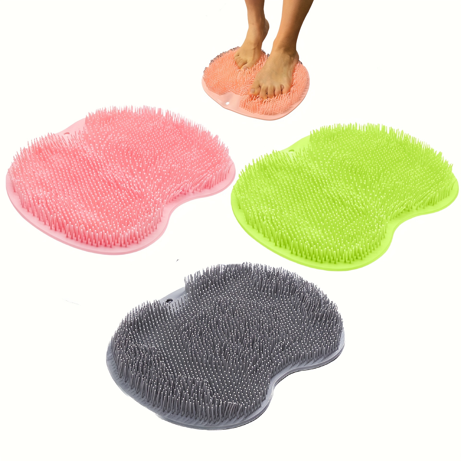 Foot & Back Shower Scrubber Pad, Multifunction Silicone Bath Massage Pad,  Wall Mounted Body Back Scrubber, Back Brush With Non-Slip Suction Cups, Deep