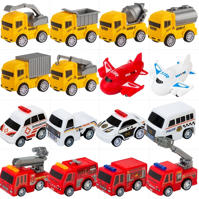 fire truck tractor excavator police cars