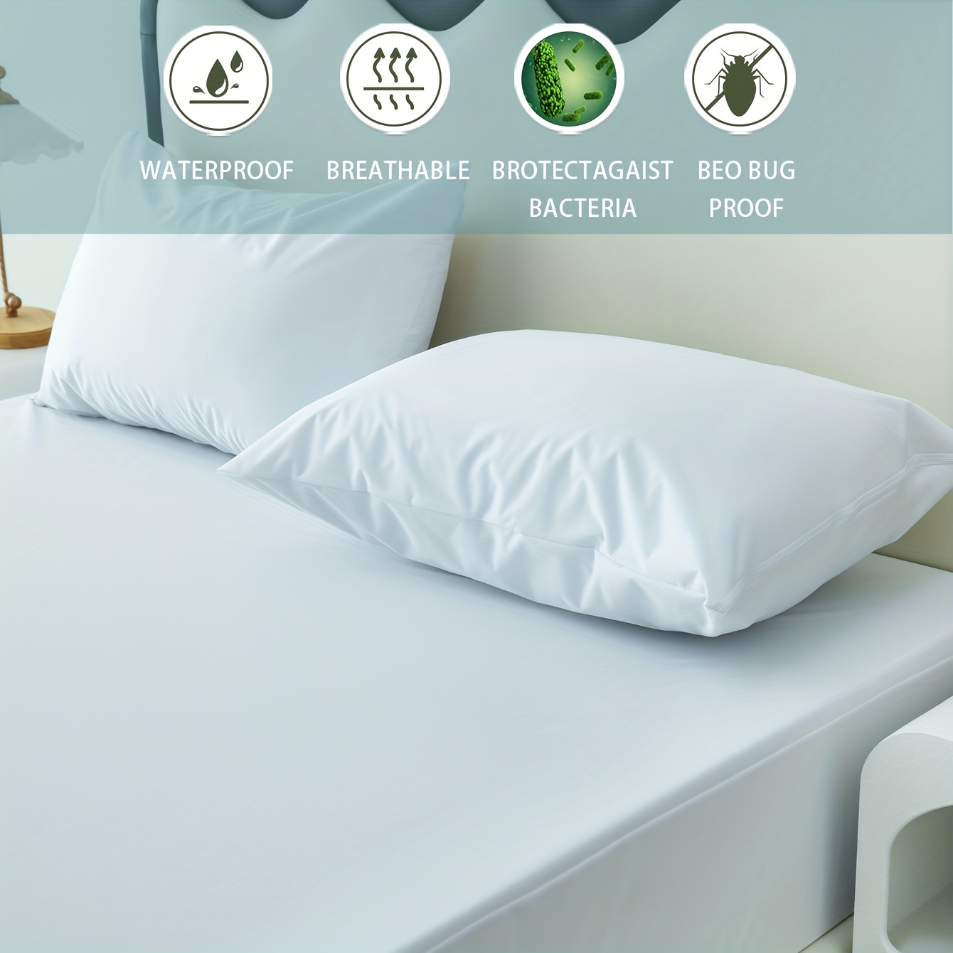 Safest Waterproof Mattress Protector Set - Protects Against Urine And Dust Mattress  Cover For Bedroom - Soft And Breathable Bedding Set, 1 Mattress Protector  +2 Pillowcases Without Core, For Bedroom Guest Room