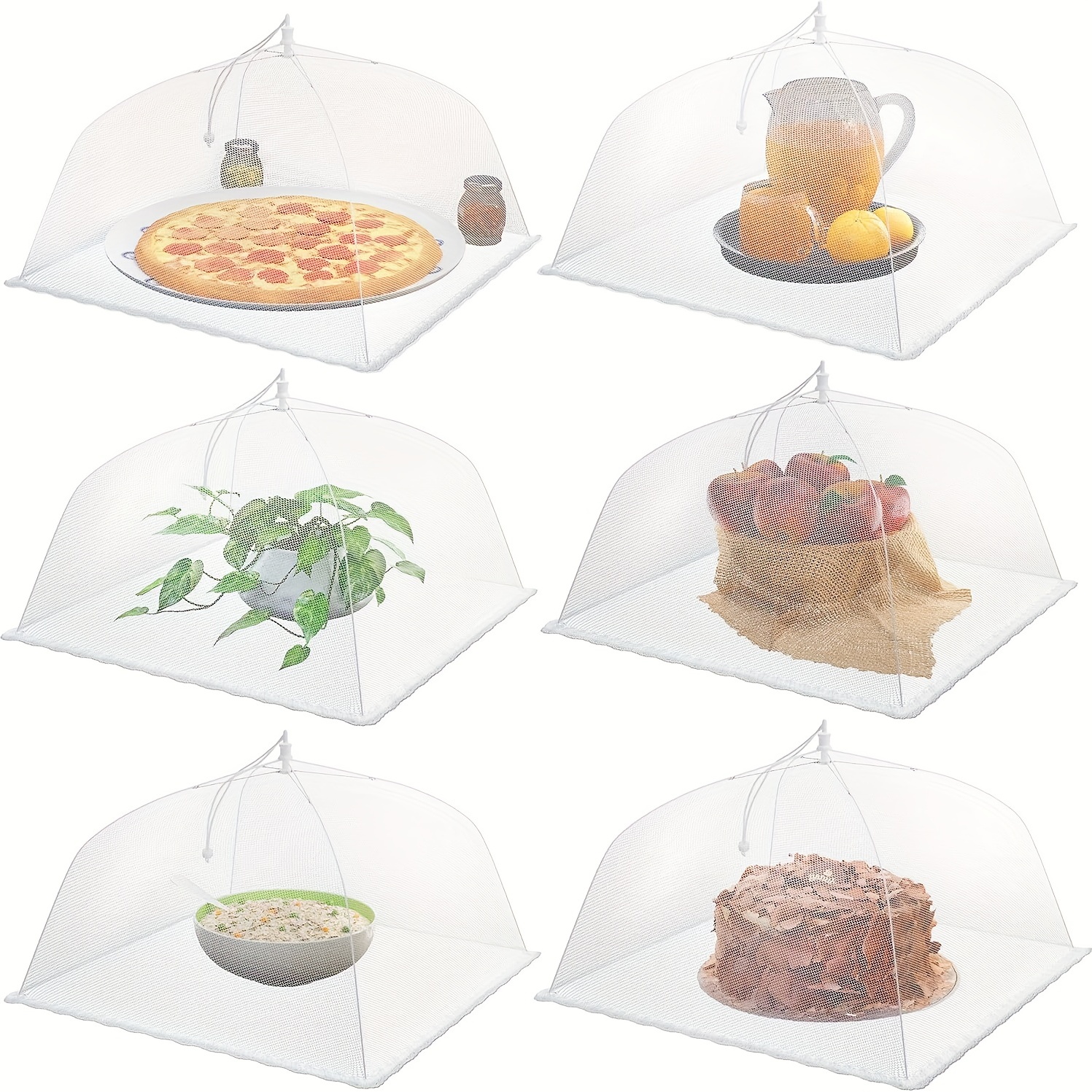 

3pcs Large And Tall Pop-up Mesh Food Covers Tent Umbrella For Outdoors, Screen Tents, Parties Picnics, Bbqs, Reusable And Collapsible Food Tents