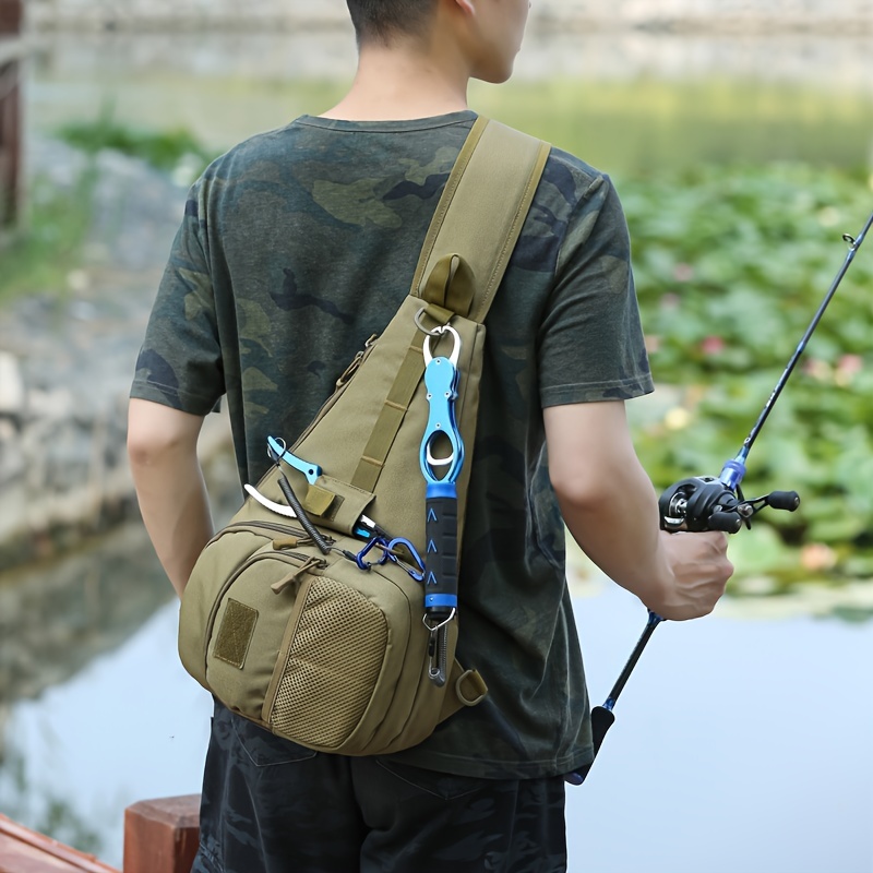 Mimigo Sling Fishing Tackle Bag, Outdoor Fishing Storage Pack,  Water-resistant Fishing Bag Cross Body Sling Bag Storage Bag Picnic Travel  Bag