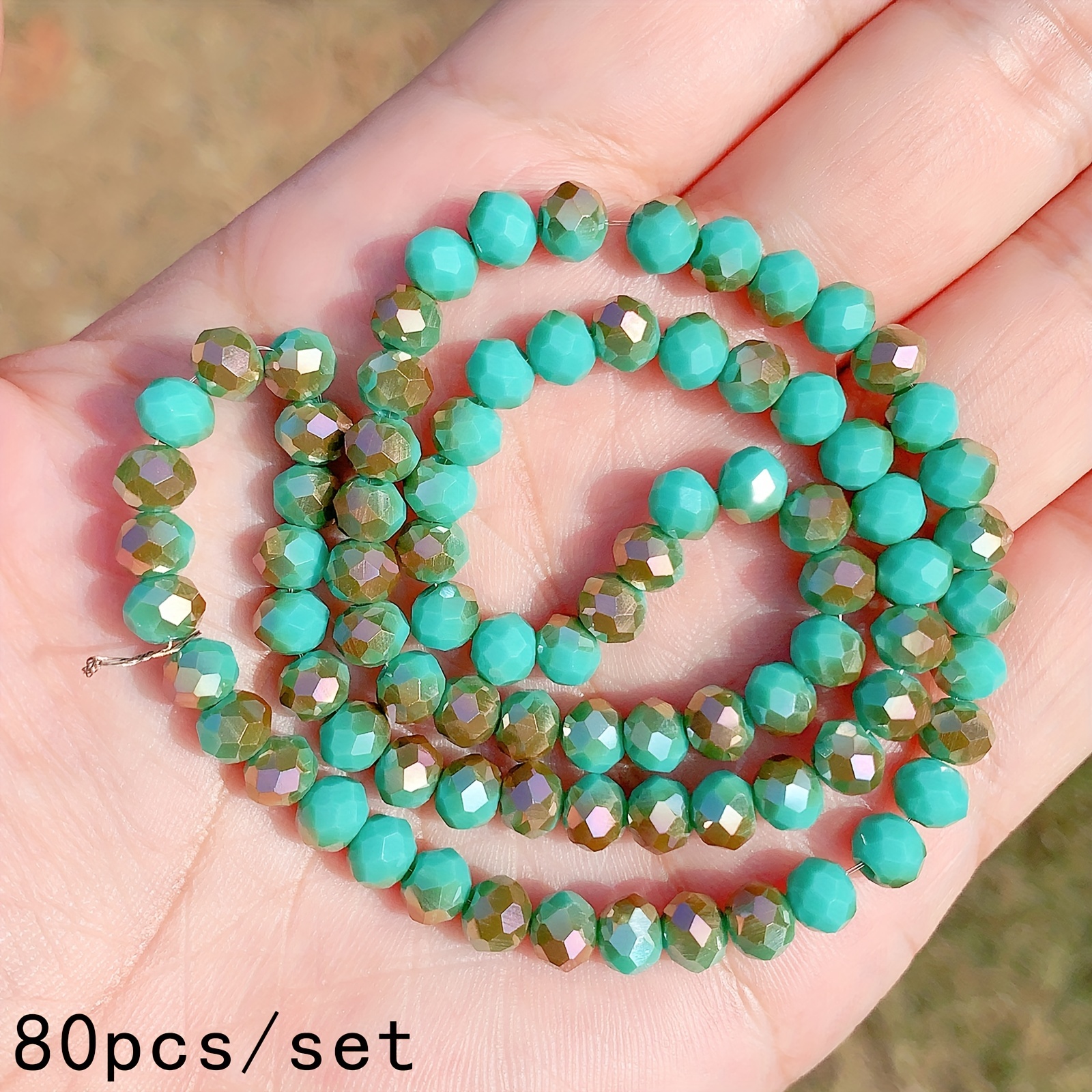 4/6/8mm, Green Imitation Crystal Beads, Faceted Rondelle Loose Spacer  Beads, For DIY Jewelry Making Bracelet Necklace Earrings Jewelry Accessories