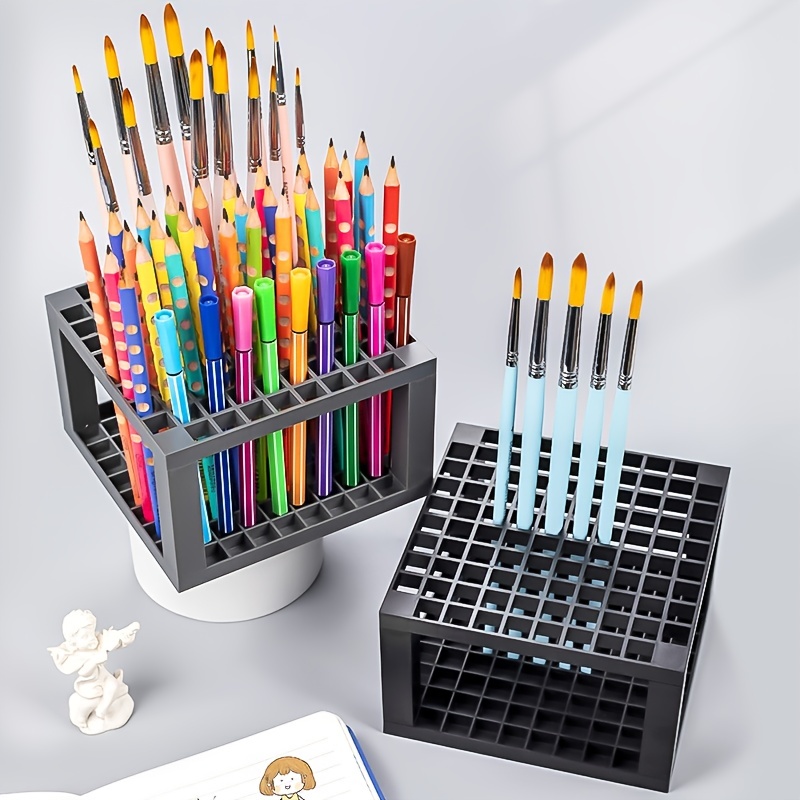 Paint Brush Holder 67 Holes Wooden Paint Brush Holder Stand Desk Organizer  Watercolor Brush Tray Rack For Pencils Paint Brushes - Drawing Storage -  AliExpress