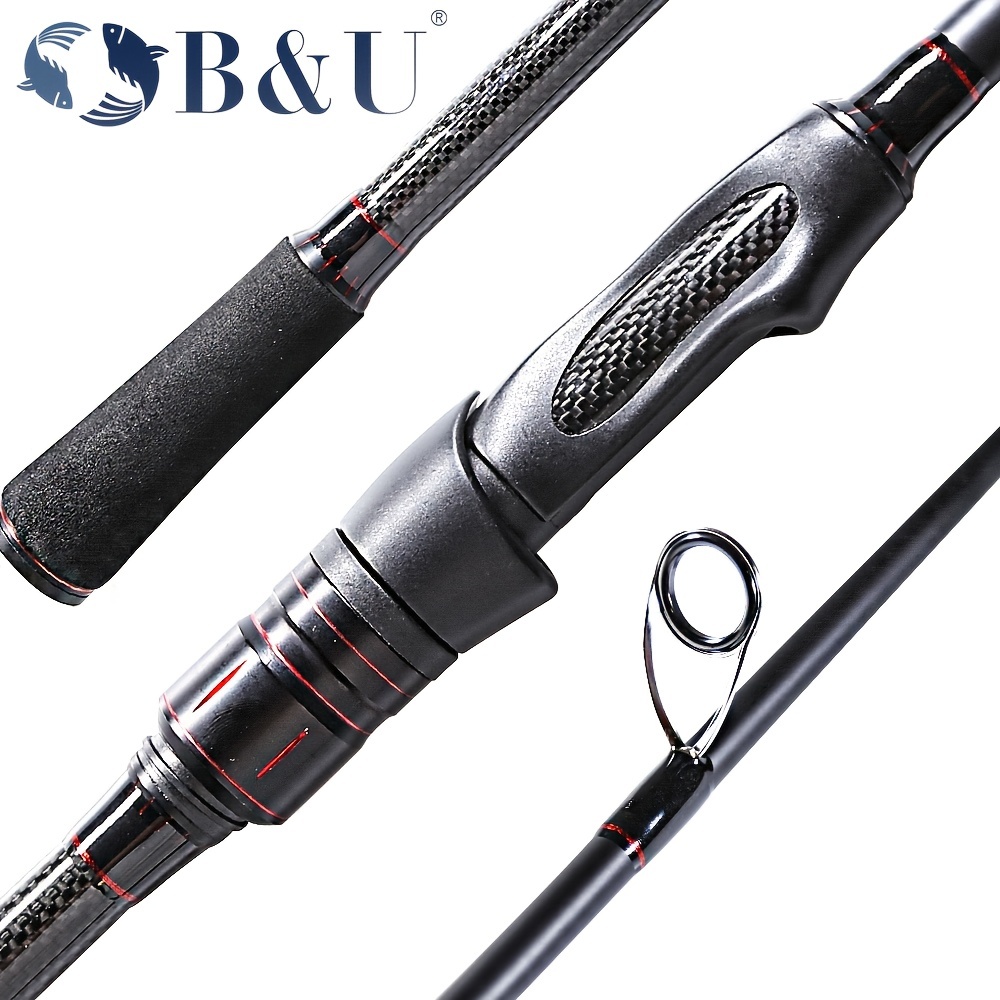 B&U HIKI Ultra Light High Carbon Spinning Fishing Rod - 1.98M, 4 Sections,  Ideal for Bass and Pike Fishing, Travel-Friendly