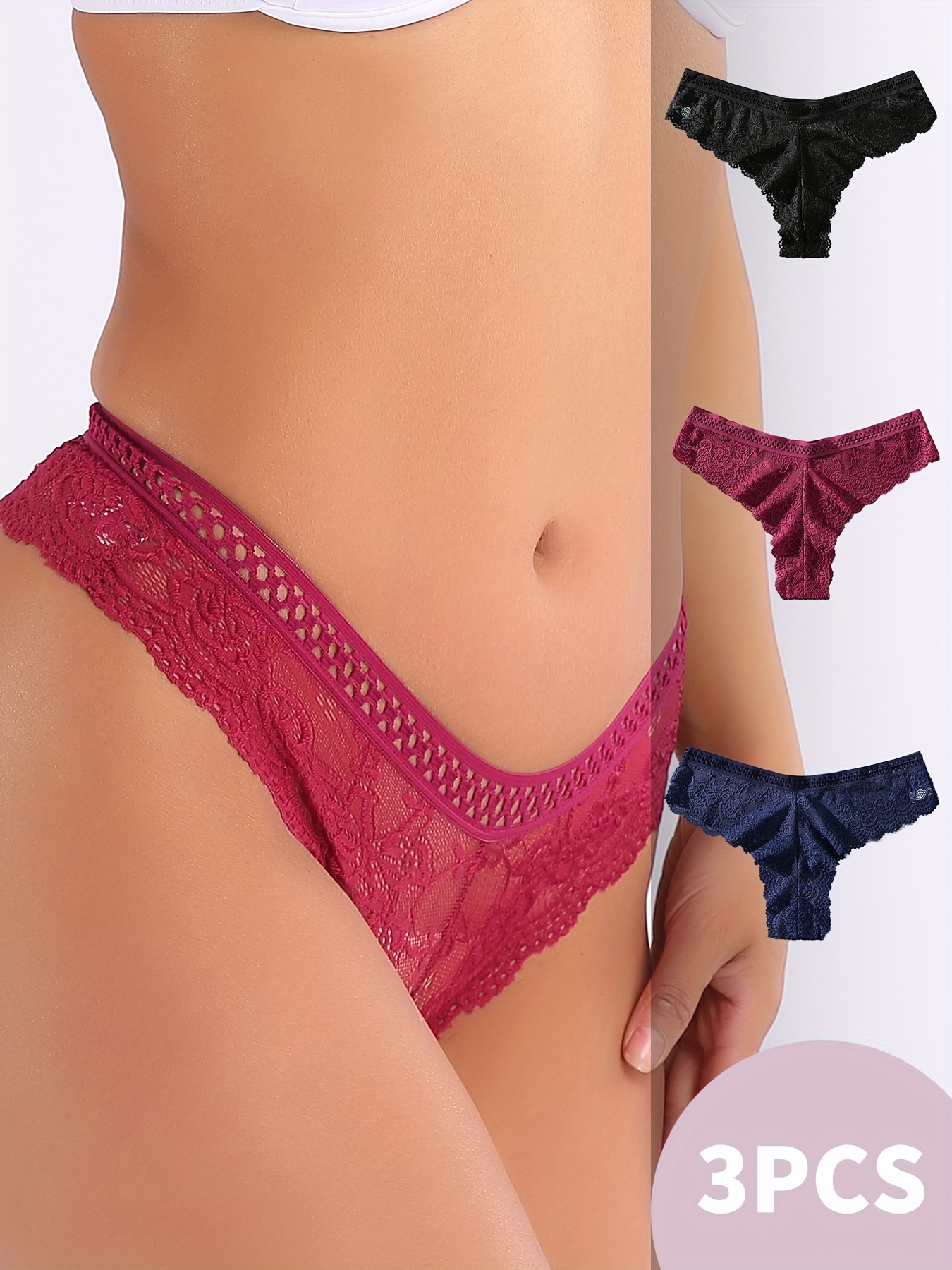 Floral Lace Thongs Soft Comfy Low Waist Intimates Panties - Temu