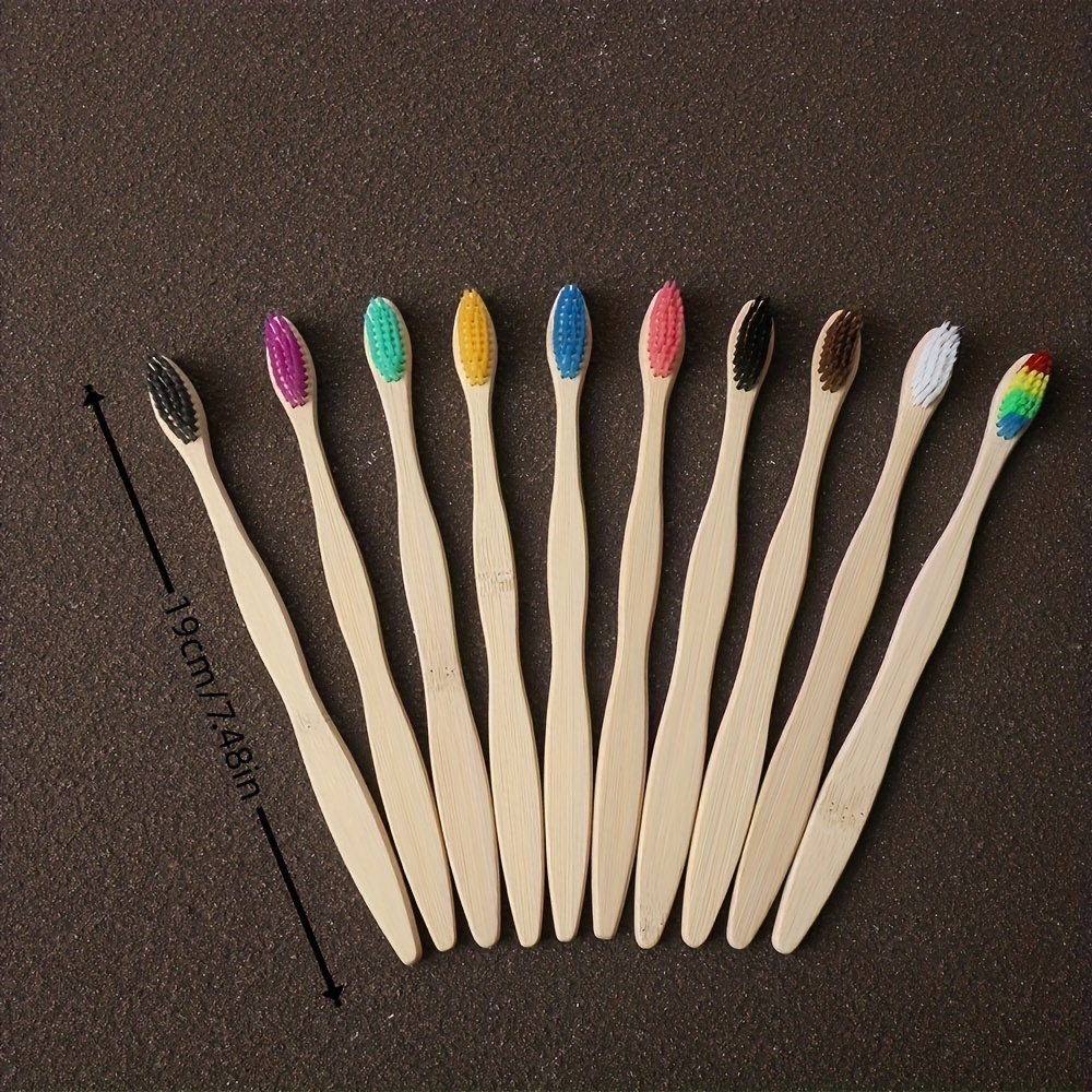 10pcs Adult Colorful Bamboo Toothbrush Set Soft Bristle